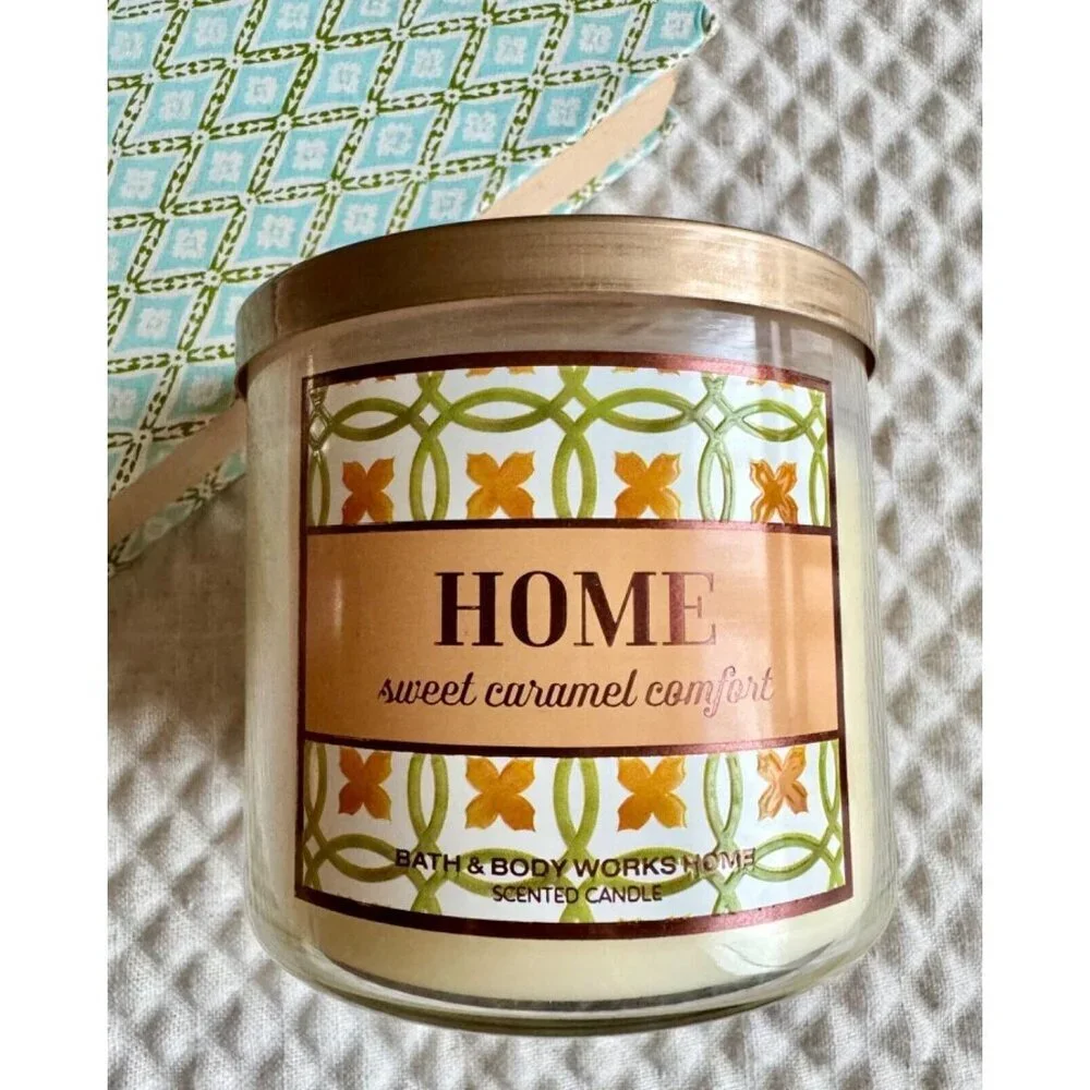 New Bath & Body Works 3-Wick Home Sweet Caramel Comfort Candle 14.5 oz
